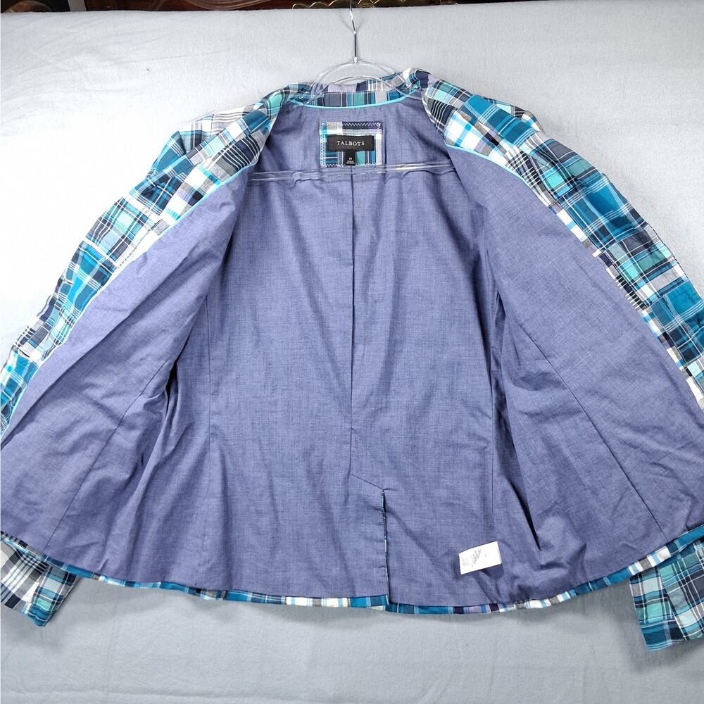 Talbots Madras Plaid Patchwork Blazer Women's 14 … - image 4